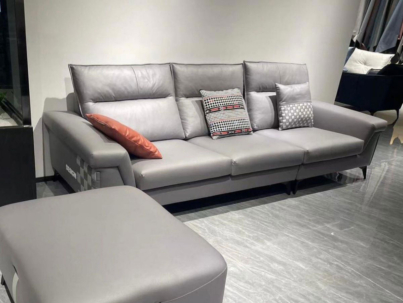 Sofa băng kèm đôn màu xám ghi tinh tế Arasu