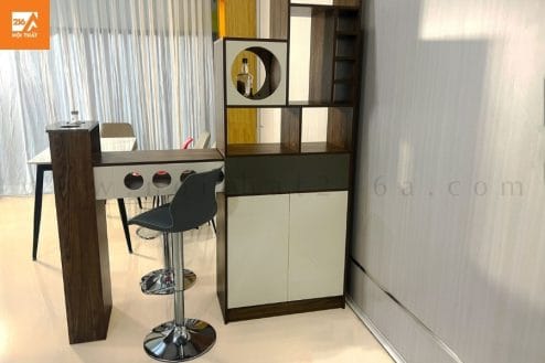 Tủ rượu phòng khách tích hợp quầy bar