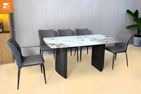 Bộ bàn ăn mặt đá ceramic 6 ghế