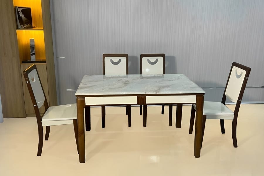 Bộ bàn ăn gỗ mặt đá nhập khẩu