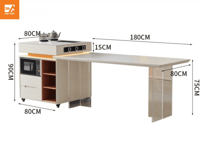 Bàn ăn mặt đá tích hợp bếp đảo BD02 49 Bàn ăn mặt đá tích hợp bếp đảo BD02