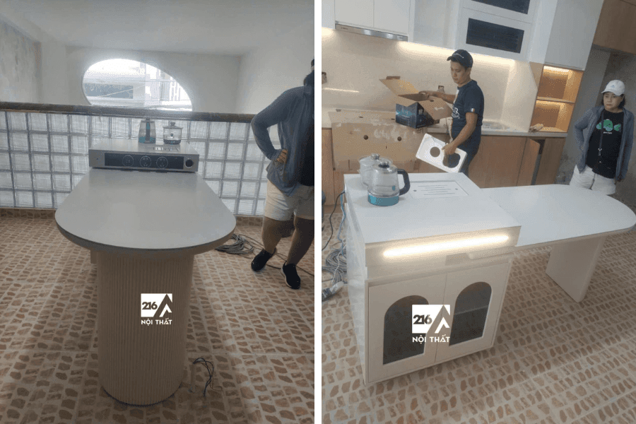 bàn đảo bếp kích thước bé