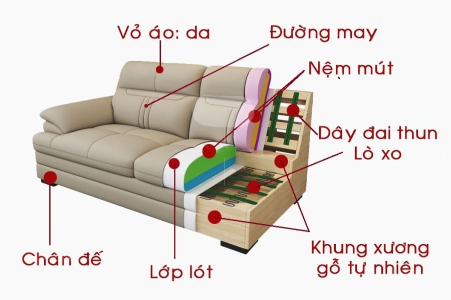 Phân biệt các loại khung sofa: gỗ dầu, gỗ thông, kim loại – Ưu nhược điểm của từng loại 1 Phân biệt các loại khung sofa2