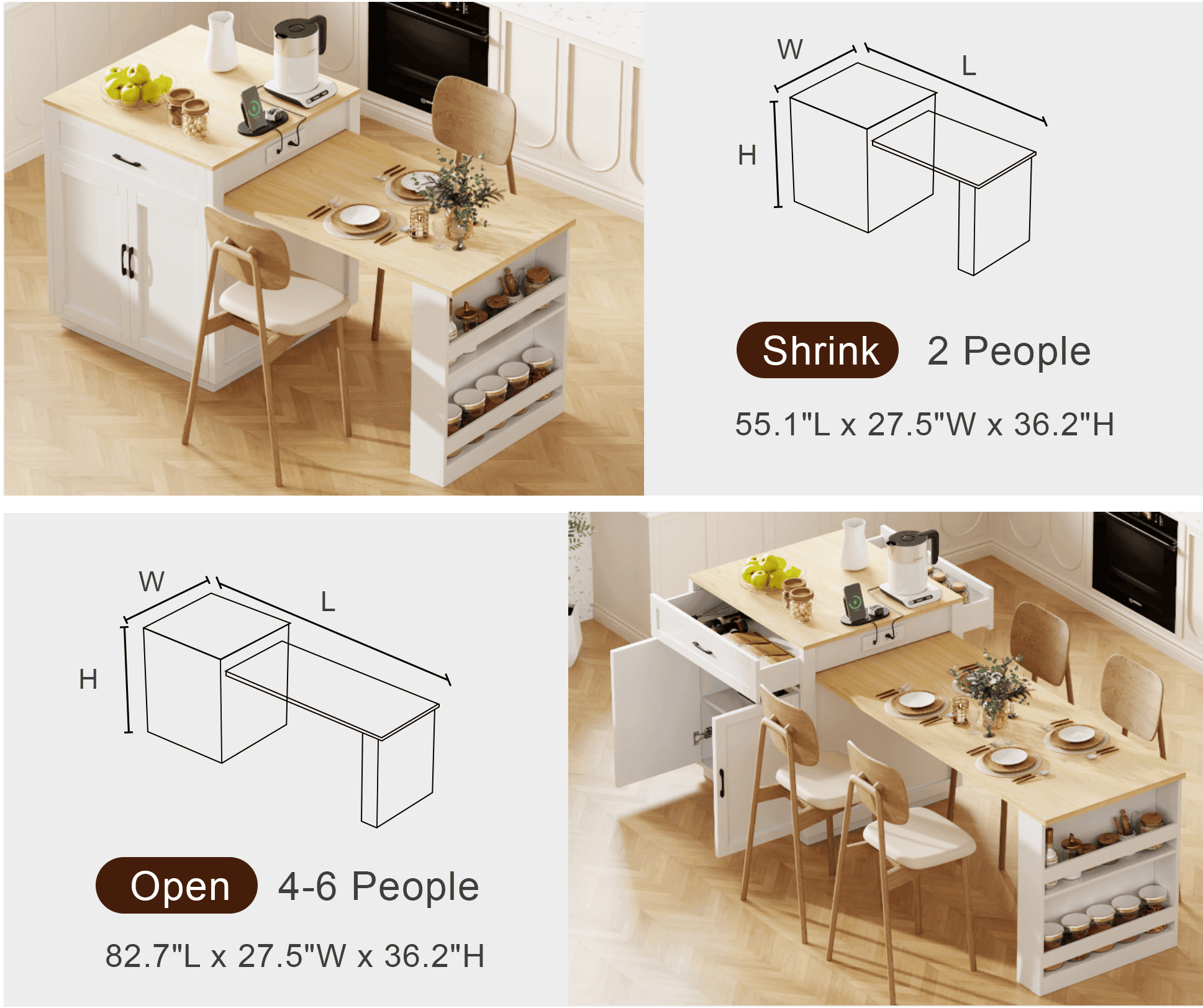  Bàn Ăn Đảo Bếp Gấp Gọn Thông Minh