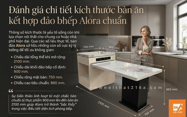 Review bàn ăn đảo bếp Alora kích thước và chất liệu chi tiết 2 Danh-gia-chi-tiet-kich-thuoc-ban-an-ket-hop-dao-bep-Alora-chuan