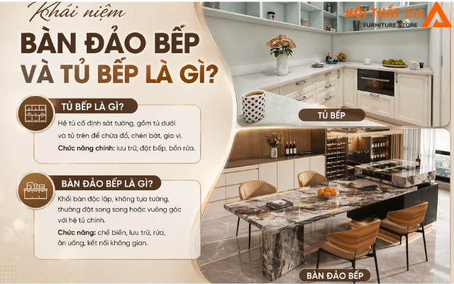 7 lý do nên đầu tư bàn đảo bếp thay vì chỉ làm tủ bếp thường 3 Khai-niem-ban-dao-bep-va-tu-bep-la-gi