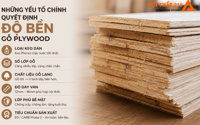 Độ bền gỗ Plywood có tốt không? Tuổi thọ và cách chọn 2026 3 Nhung-yeu-to-chinh-quyet-dinh-do-ben-go-plywood