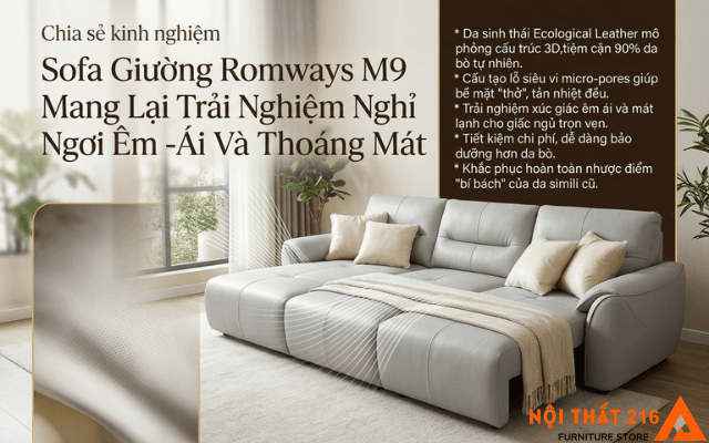 Nằm sofa da sinh thái có nóng không? Giải đáp chi tiết 2026 5 Sofa-giuong-Romways-M9-mang-lai-trai-nghiem-nghi-ngoi-em-ai-va-thoang-mat