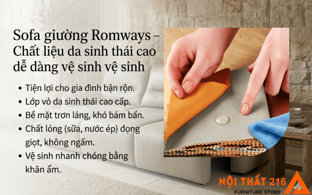 Vệ sinh sofa da sinh thái hướng dẫn chi tiết chuẩn 2026 4 ofa-giuong-Romways-M9-–-Chat-lieu-da-sinh-thai-cao-cap-de-dang-ve-sinh