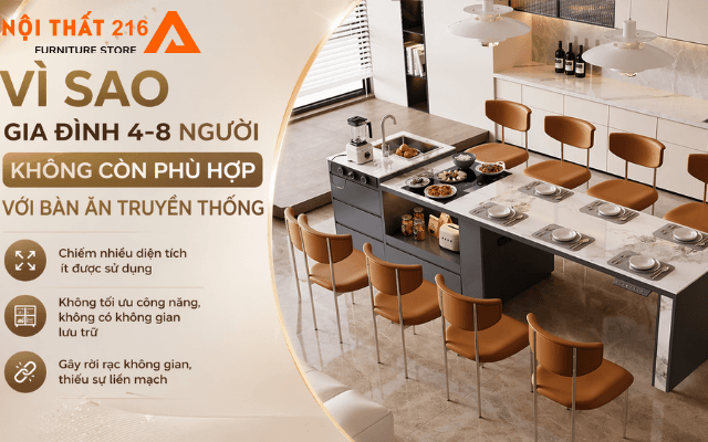 Mẫu bàn bàn đảo bếp mới ra mắt cho gia đình từ 4-8 người 1 Vi-sao-gia-dinh-4–8-nguoi-khong-con-phu-hop-voi-ban-an-truyen-thong